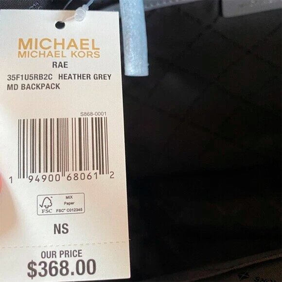 S Michael Kors Rae Medium Quilted Nylon Backpack Gray - Picture 5 of 7